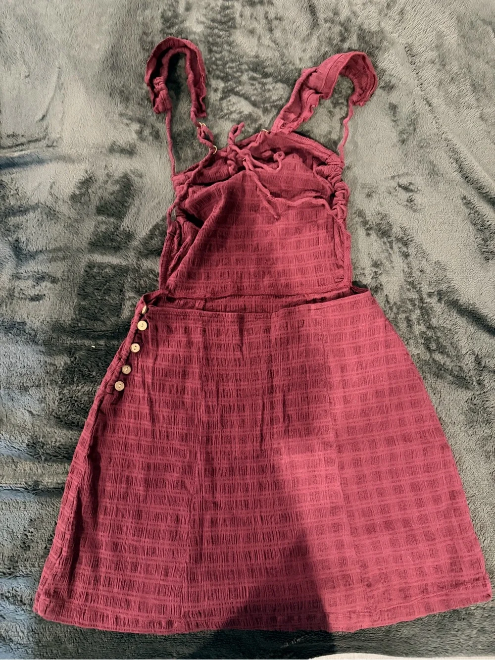 Free People Backless Burgundy Pink Textured Mini Dress - Picture 2 of 4
